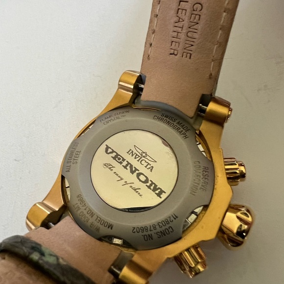 Invicta Reserve Venom Swiss Made Quartz Chronograph Leather Strap Watch 14968 - Picture 8 of 12